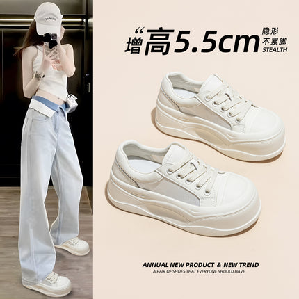 Women's White Sneakers 2026 Summer New Thick-Soled Height-Increasing Versatile Breathable Mesh Casual Lightweight Trendy Sports Shoes