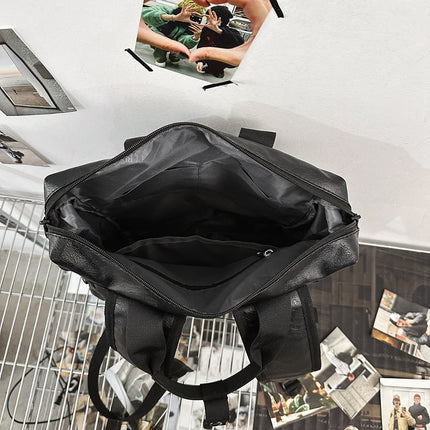 Men's New Style pu Leather Backpack Trendy Casual Travel Portable College Student Shoulder Bag College Style Computer Schoolbag