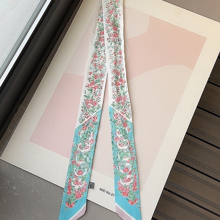 Lined Letter C Puppy Double-Layer Printed All-Match Tie Bag Ribbon Hair Band Ribbon Women's Decorative Small Scarf