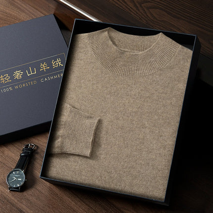 Business Casual Base Autumn and Winter Knitwear New Loose Large Size Cashmere Knitwear Men's Half Turtleneck Men's Cashmere Knitwear