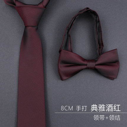Burgundy Groom Wedding Burgundy Groomsman Formal Business Zipper Knot-Free Men's Tie Wedding