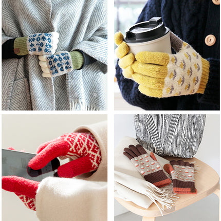 Men's and women's cycling winter warm touch screen windproof cold thickened fleece-lined wool autumn and winter Korean gloves wholesale custom