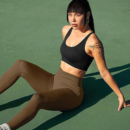 European and American Amazon 2023 yoga leggings ribbed high waist cross sports workout leggings casual trousers