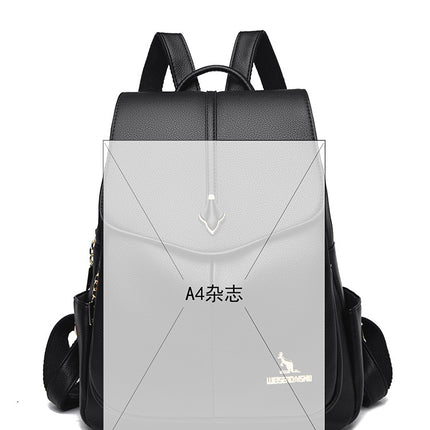 Spring 2025 New Soft Leather Women's Fashionable Backpack high quality Textile All-match Travel Large Capacity Anti-theft Bag