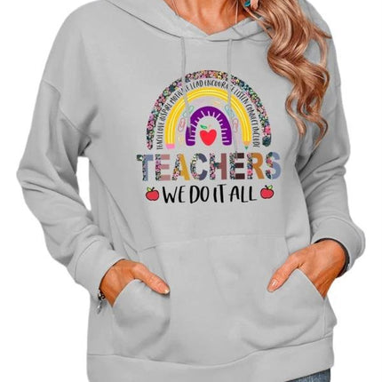 Cross-border source of goods Europe and the United States foreign trade TEACHERS rainbow printing hooded hooded sweater ladies European size plus size