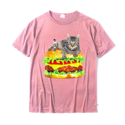 Hamburger Space Cat T-Shirt Funny Kitty Tee Women t Shirt Pr