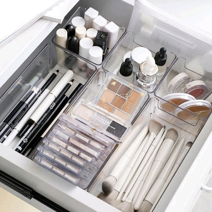Transparent Notch Storage Box suit Drawer Storage Box Stationery Storage Box Square Cosmetic Storage Box
