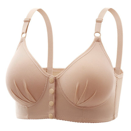 Manufacturer's Cross-Border Front-Button Middle-Aged Mother's Large Size Vest-Style Push-Up Bra Without Rims Push-Up Thin Underwear Bra