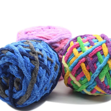 Factory wholesale 100g thick ice strip wool single-strand woven wool ball hook crochet slippers thread self-woven wool ball