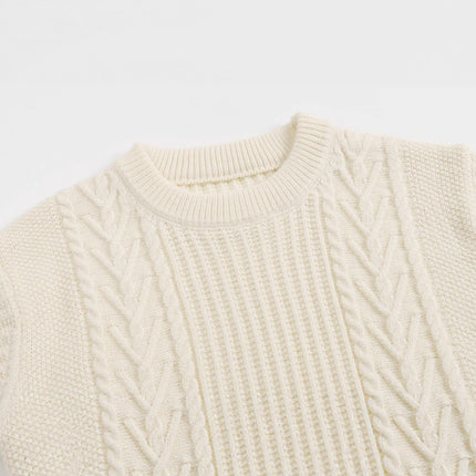Autumn and Winter Cable Knit Crew Neck Loose Long-Sleeve Knit Sweater Top Casual Versatile Urban Casual