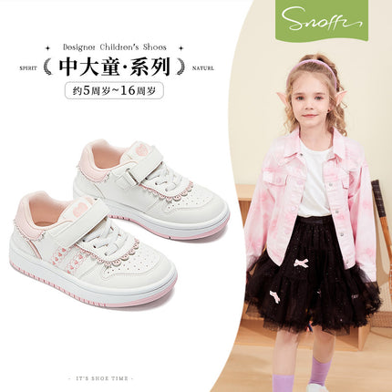 Snafy Girls' Sneakers 2025 Spring and Autumn New Style Campus Student White Shoes Outdoor Casual Sneakers