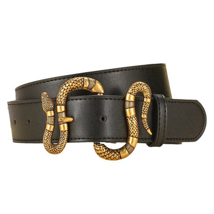 Fashion Alloy Belt Snake Buckle Pin Buckle Versatile Belt Internet Trendy Light Luxury Cross-border Explosive Casual Versatile