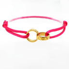 Rose red rope + gold accessories