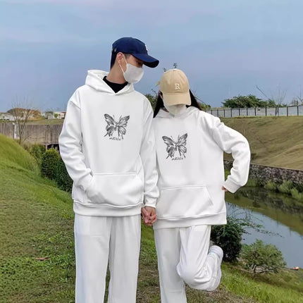 High-end Men's and Women's Long-sleeved Ins Style Top Special Couple Clothing Autumn and Winter fleece-lined Hooded Sweat Fashion Brand Class Clothes