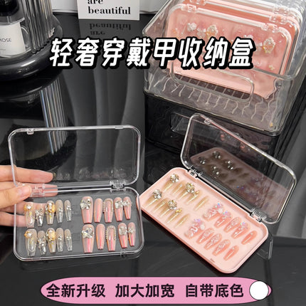 T1999 Light Luxury Wearable Nail Storage Box, Acrylic Large-Capacity Portable Transparent Nail Display Box