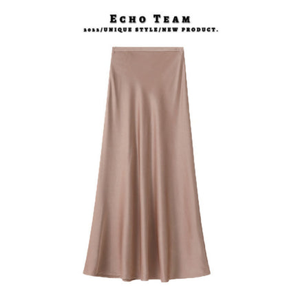 French Satin Dape Elegant Skirt 2025 New Summer Women's Mid-length Royal Sister Style Fishtail Skirt