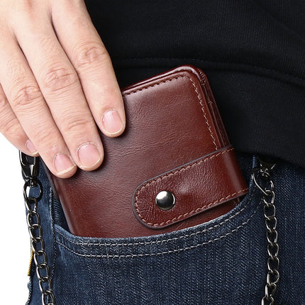 Lionden First-Layer Cowhide Rfid Anti-Theft Brush Genuine Leather Wallet with Multiple Card Slots and Detachable Men's Short Vertical Wallet