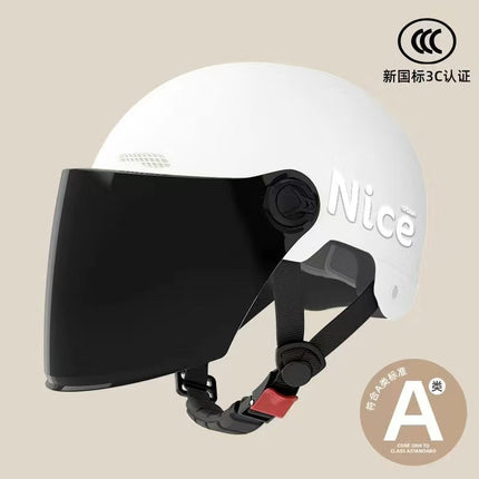 New National Standard 3C Certified Electric Vehicle Helmet for Men, Summer, Women's Battery Motorcycle Half Helmet, Lightweight Anti-Collision Helmet