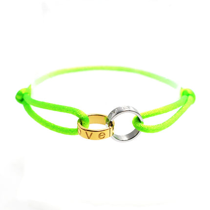 Cross-border supply Foreign Trade hand-woven couple stainless steel bracelet love double ring bracelet adjustable bracelet