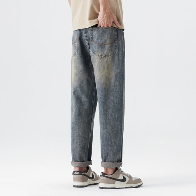 Danbaoni | New Product 2026 Spring and Summer Loose Tapered Harem High Street Retro Trendy Jeans for Men Retro Blue