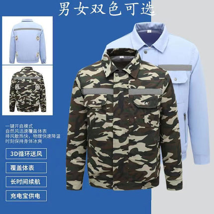 Upgraded four fan air conditioning clothes men's rechargeable refrigeration clothes with fan men's and women's work clothes