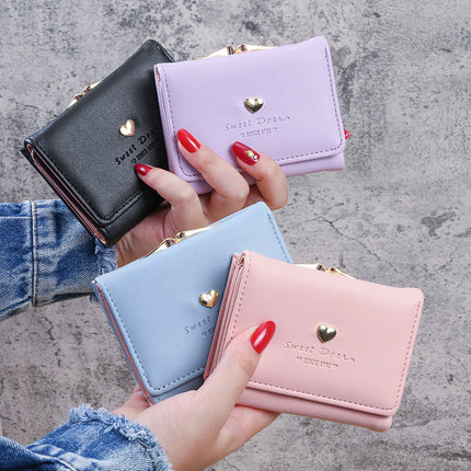Factory wholesale short small tri-fold clip bag women's coin purse large capacity multi-function multi-card card wallet