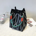 Black and gray wave pattern handbag