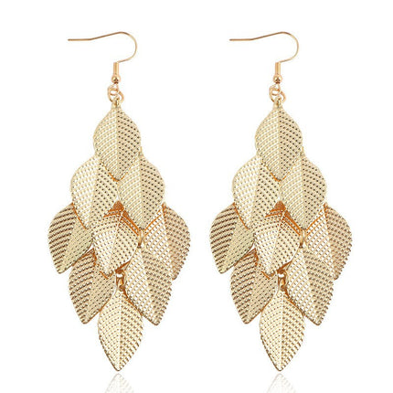 Cross-Border European and American Bridal Leaf Headband Baroque Golden Leaf Headdress Bracelet Earrings Arm Ring Hairpin Hair Accessories
