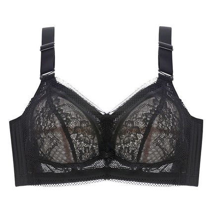 Original Underwear Women's Non-rimless Ultra-thin Large Chest Small Text Bra chubby girl plus size Gathering Paramelis Full Cup