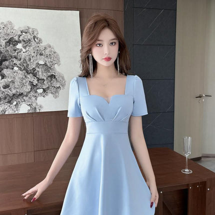 Real shot 8907 in stock Spice Girls Pure Desire Wind Tight Waist Large A- shaped dress New Foot Bath Technician Work Clothes Women