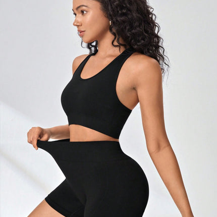 Yoga suit Women's Slim-fit Slimming Running Fitness Sports Moisture-wicking Breathable Quick-drying Shorts Vest Two-piece Set