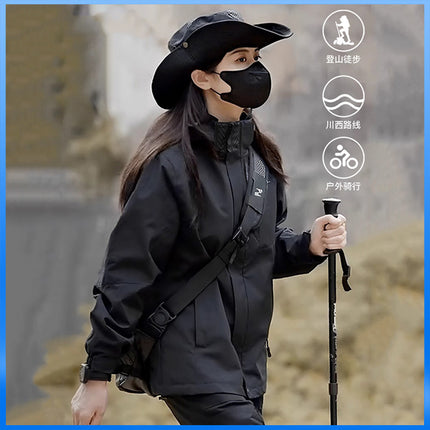 Outdoor sports clothing silver fox velvet liner windproof waterproof men and women with the same style three-in-one work clothes logo