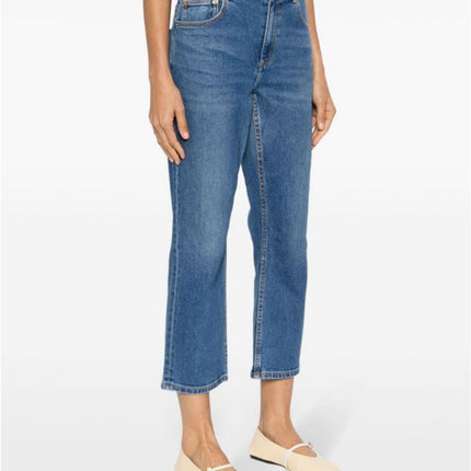 Women's TB light blue Elegant Commuting High Waist Stretch Cotton Comfortable Elegant Style Micro Crop Jeans