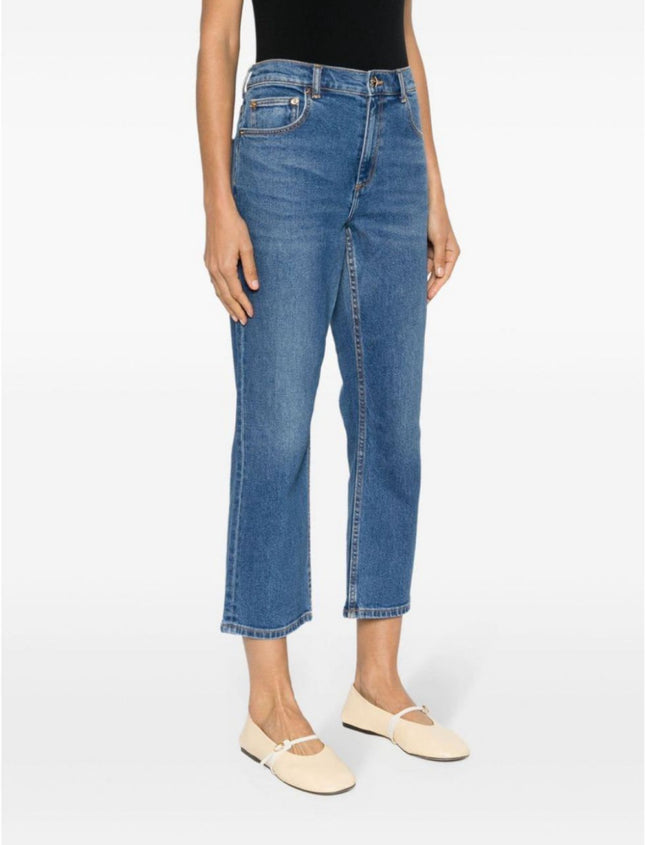 Women's TB light blue Elegant Commuting High Waist Stretch Cotton Comfortable Elegant Style Micro Crop Jeans
