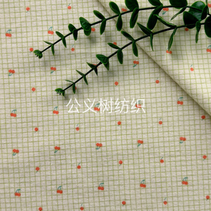 "Small Cherry" Autumn and Winter Cotton Skin-friendly Fabric Pure Cotton Plain Scrub Printed Cloth Garment Fabric