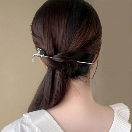 New Chinese Style Elegant Crystal Magic Wand Star Moon Hairpin Creative Faucet Auspicious Cloud Lotus Hairpin Hair Accessories