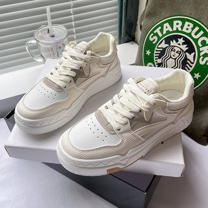 Niche Trendy Instagram Style Thick Bottom White Shoes Women's 2025 Spring New Breathable Student Leisure Sports Board