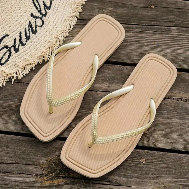 2025 Cross-Border Hot-Selling Women's Flip-Flops for Outdoor Wear, Bathing, Beach, Seaside, Casual, Simple, Solid Color, Clip-Toe Girls' Slippers