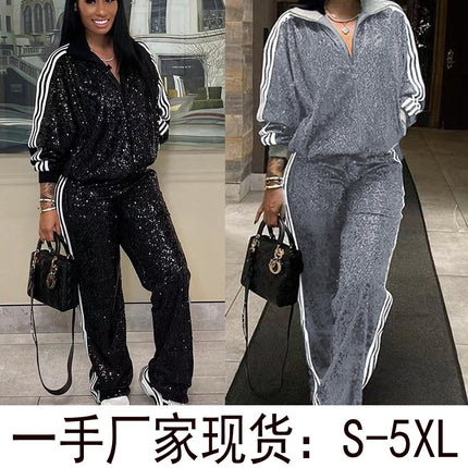 GT9146 primary supply of a large number of in stock sequins fashion casual suit autumn clothing into the supply of a generation of hair