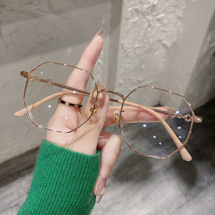 Photochromic Myopia Glasses for Women Can Be Equipped with Prescription Anti-Blue Light Eye Protection Plain Gold Wire Glasses Frame Korean Style Women's Glasses