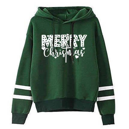 Foreign trade cross-border supply Christmas merry Christmas printed striped parallel bars hoodie men's and women's European size