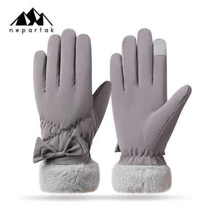 Winter Warm Gloves Women's Outgoing fleece-lined Thickened Windproof Water Splashing Cycling Cold-proof Warm Touch Screen Ski Gloves