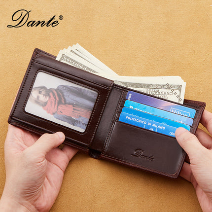 Amazon Explosions Oil Wax Head Layer Cowhide Men's Wallet Business Short RFID Anti-theft Brush Foreign Trade Factory Wholesale