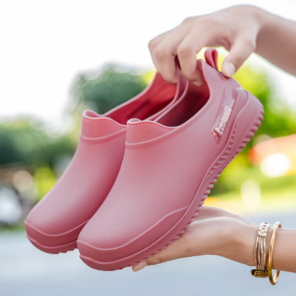 Spring and Autumn Rain Boots Women's Waterproof Shoes Kitchen Work Non-Slip Short Plastic Shoes Outerwear Adult Four Seasons Water Boots Fashion