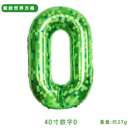 40inch Number Balloon Green Plaid Balloon Cross-Border Party Layout Scene Atmosphere Aluminum Film Balloon Numbers