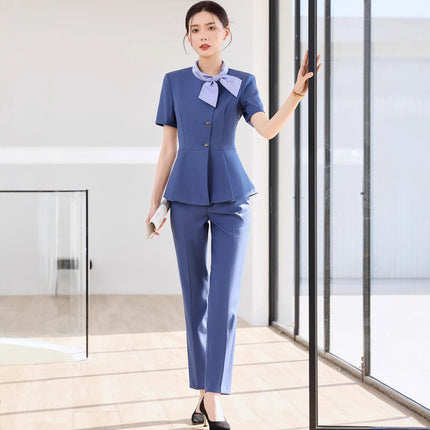 New Professional suit Women's Summer Short-sleeved Fashion Temperament Goddess Fan Jewelry Shop Beauty Salon Front Desk Reception Work Clothes