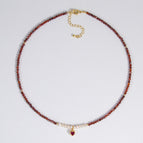 Natural pearl love pendant necklace / 38cm+5cm
