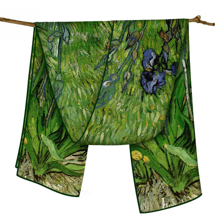 150cm Spring Long Van Gogh Oil Painting Series Starry Sky Women's Long Silk Scarf All-Match Shawl Scarf Scarf for All Seasons
