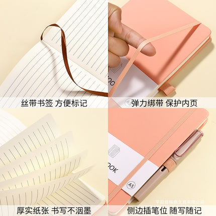 Portable Small Notebook A6A5 Wholesale Multi-Color Elastic Straps Skin-Feel Leather Notebook Imitation Leather Cross-Border Supply Ready Stock