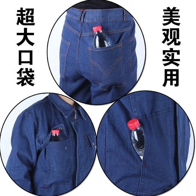 Cowboy Work Clothes Set Men's Electric Welding Tooling Spring and Autumn Wear-resistant Auto Repair Worker Thickened Labor Protection Work Clothes Tooling